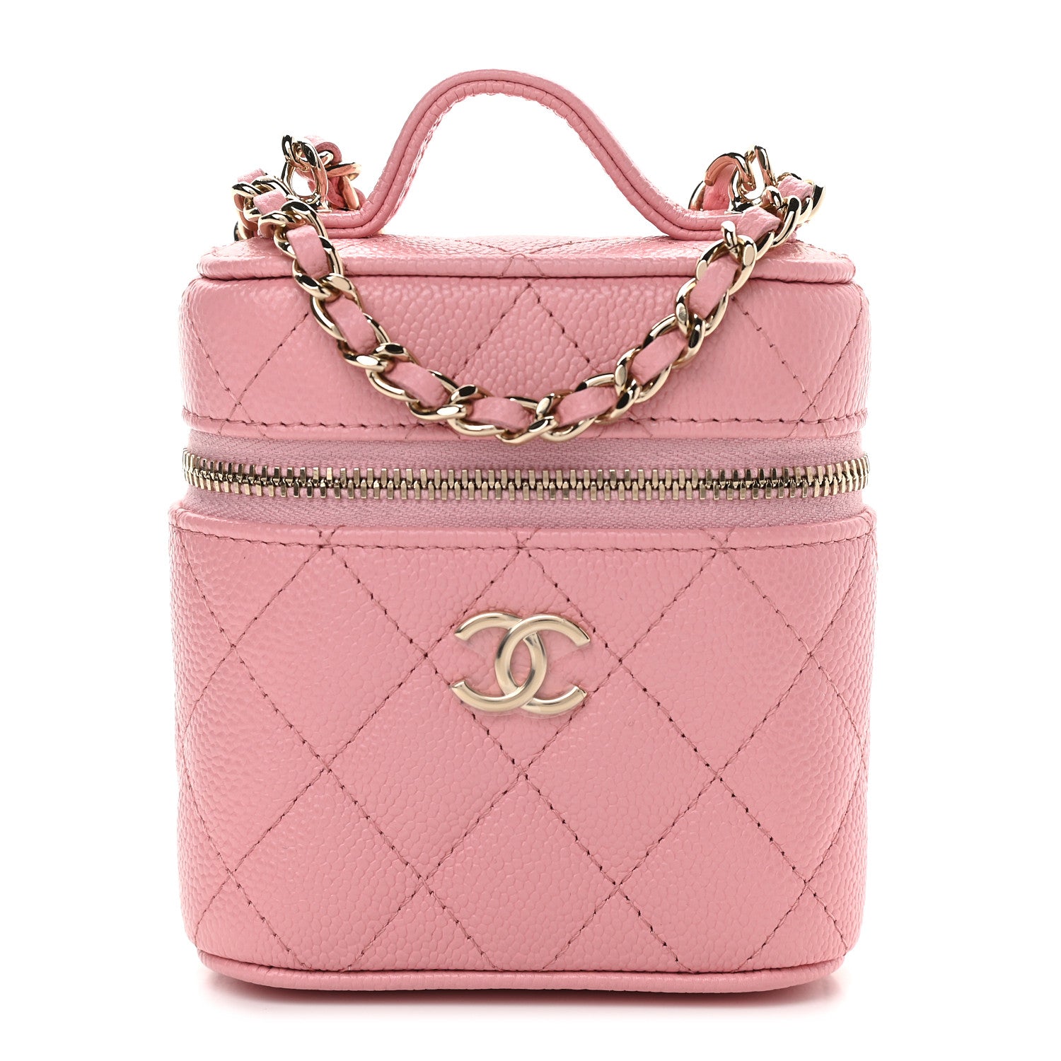 Chanel Caviar Quilted Small Handle With Care Vanity Case With Chain Pink 1 of 8
