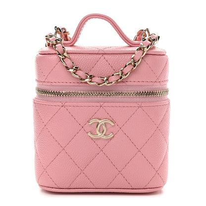 Chanel Caviar Quilted Small Handle With Care Vanity Case With Chain Pink 1 of 8