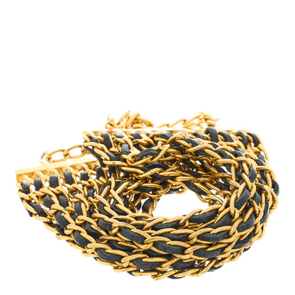 Chanel Metal Lambskin CC Multi Chain Bracelet Black Gold 1 of 4