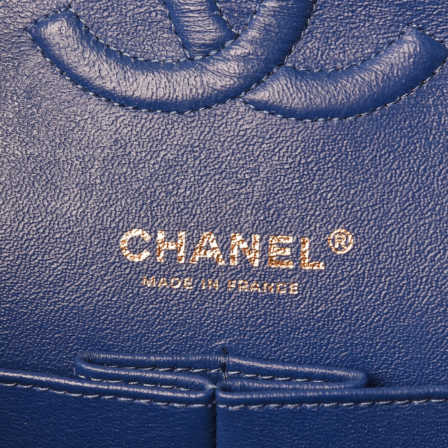 Denim Quilted Medium Double Flap Blue