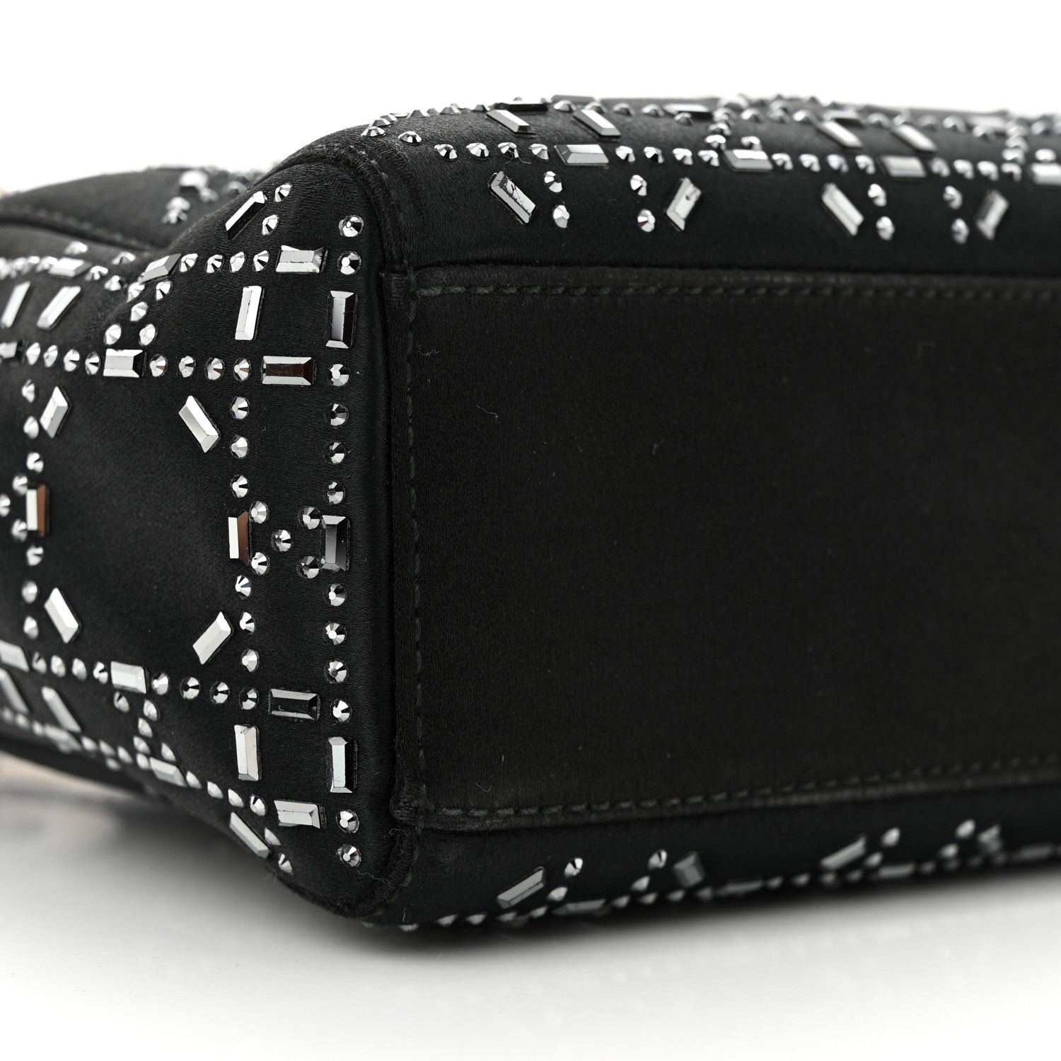Christian Dior CHRISTIAN DIOR Satin Crystal Cannage Mini Lady Dior Black 8 of 9