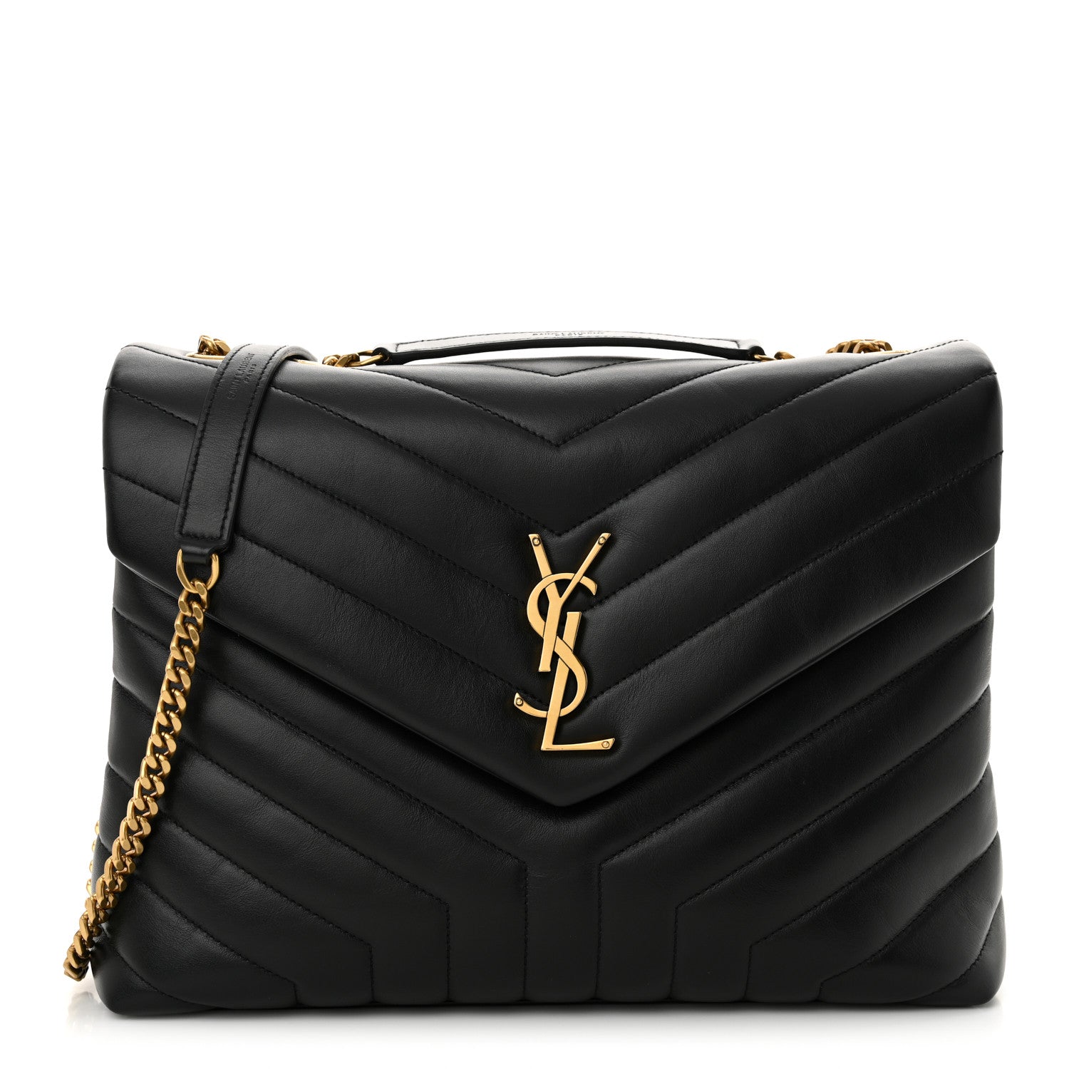 Saint Laurent Calfskin Y Quilted Monogram Medium Loulou Chain Satchel Black 1 of 10