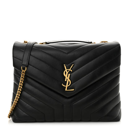 Saint Laurent Calfskin Y Quilted Monogram Medium Loulou Chain Satchel Black 1 of 10