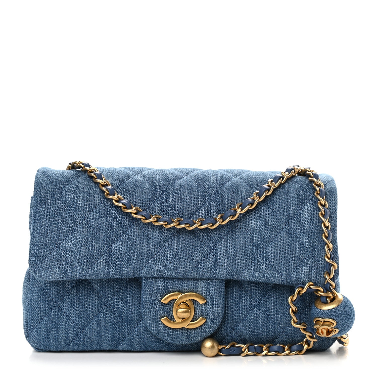 Chanel Denim Quilted Mini Pearl Crush Rectangular Flap Blue 1 of 9