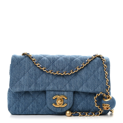 Chanel Denim Quilted Mini Pearl Crush Rectangular Flap Blue 1 of 9