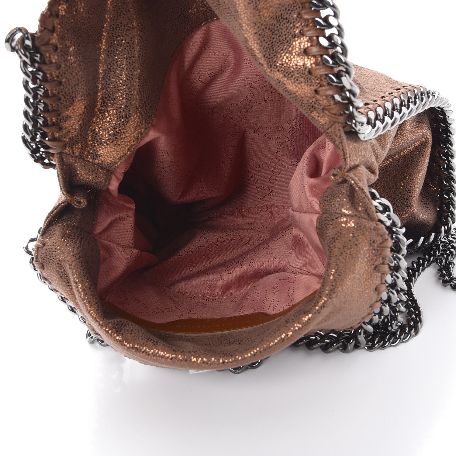 Stella McCartney Metallic Shaggy Deer Mini Falabella Fold Over Tote Brown 5 of 8