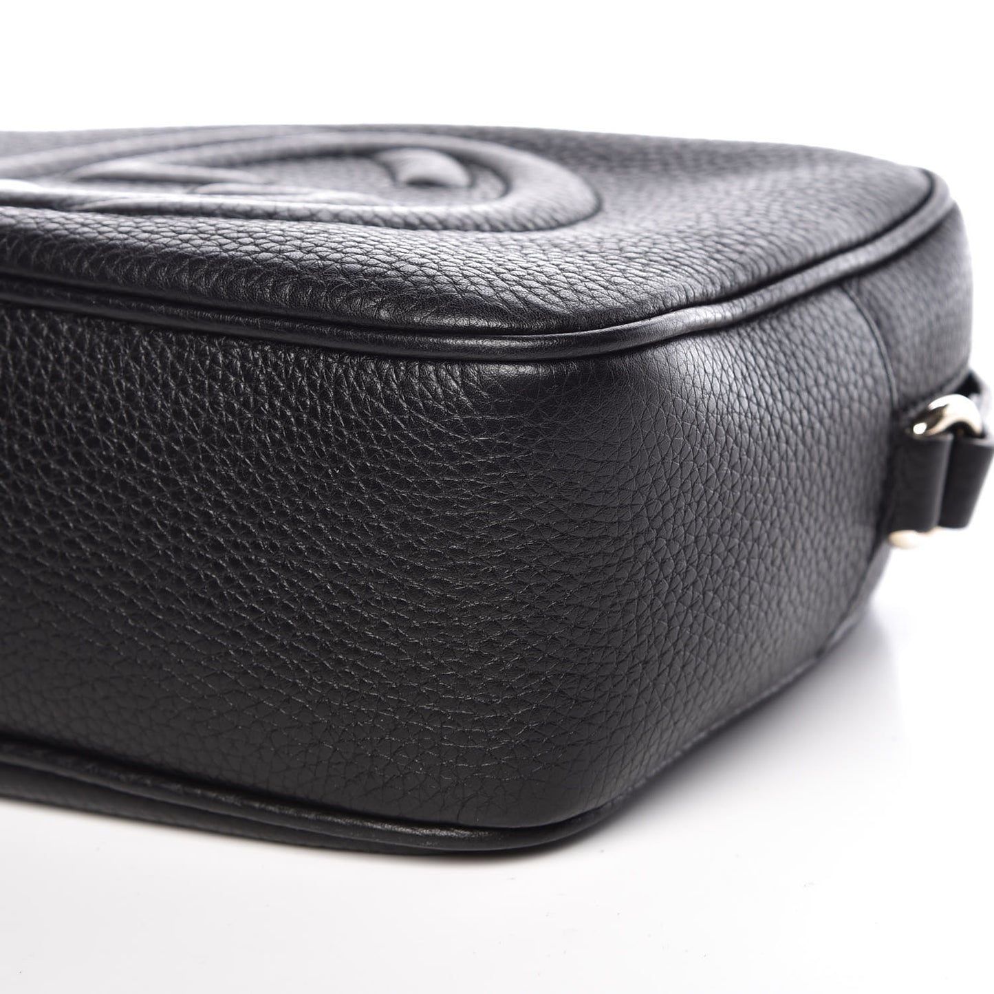 Pebbled Calfskin Small Soho Disco Bag Black