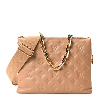 Louis Vuitton Lambskin Embossed Monogram Coussin PM Camel 1 of 9