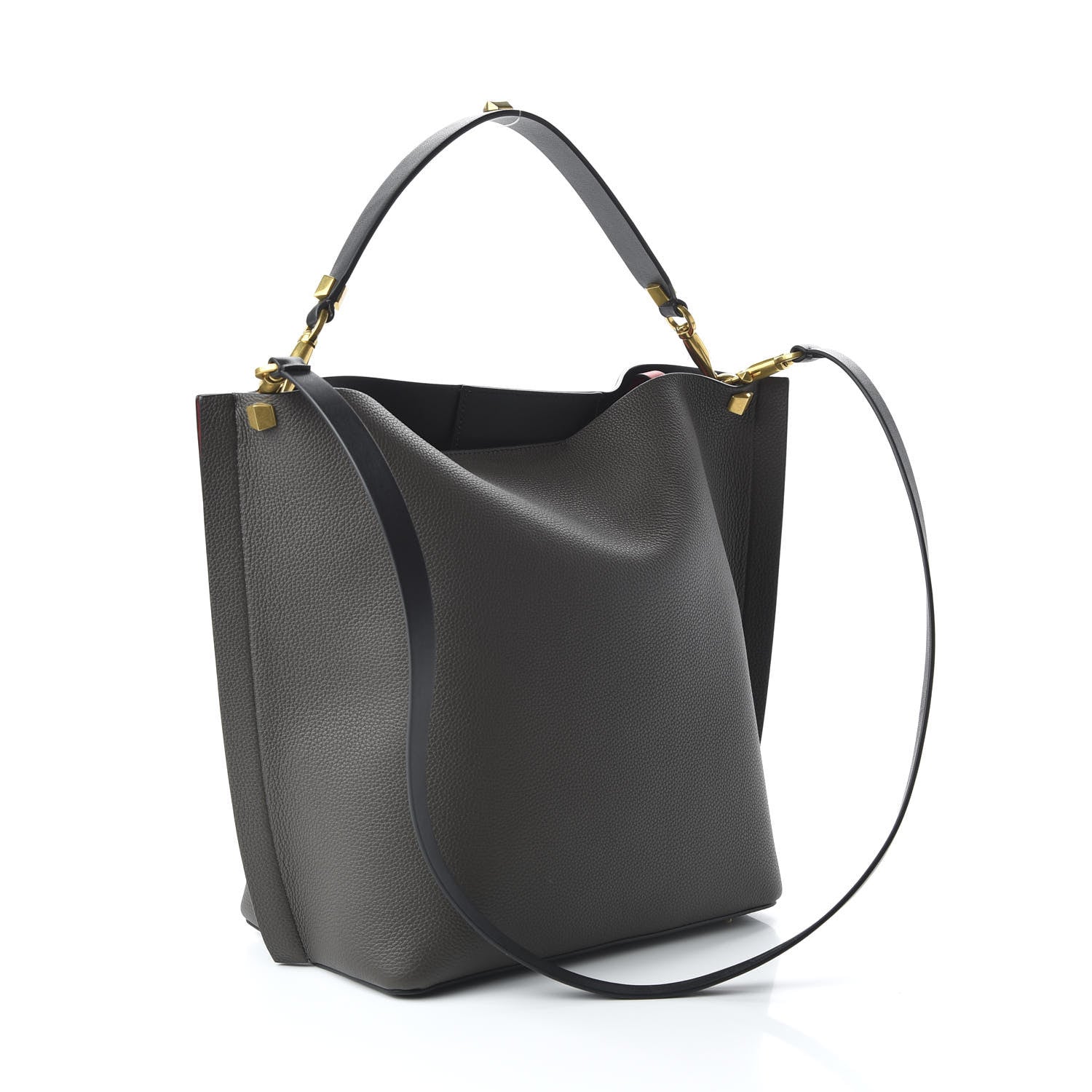 Valentino Garavani Grainy Calfskin Escape Hobo Bag Graphite 3 of 8