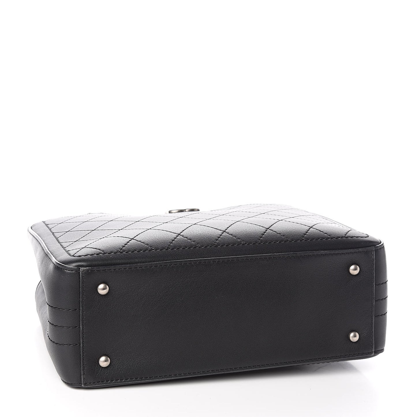Bullskin Stitched Bi-Color Medium Shopping Tote Black Silver