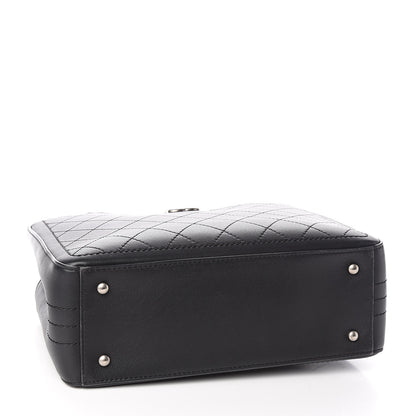 Chanel Bullskin Stitched Bi-Color Medium Shopping Tote Black Silver 4 of 10