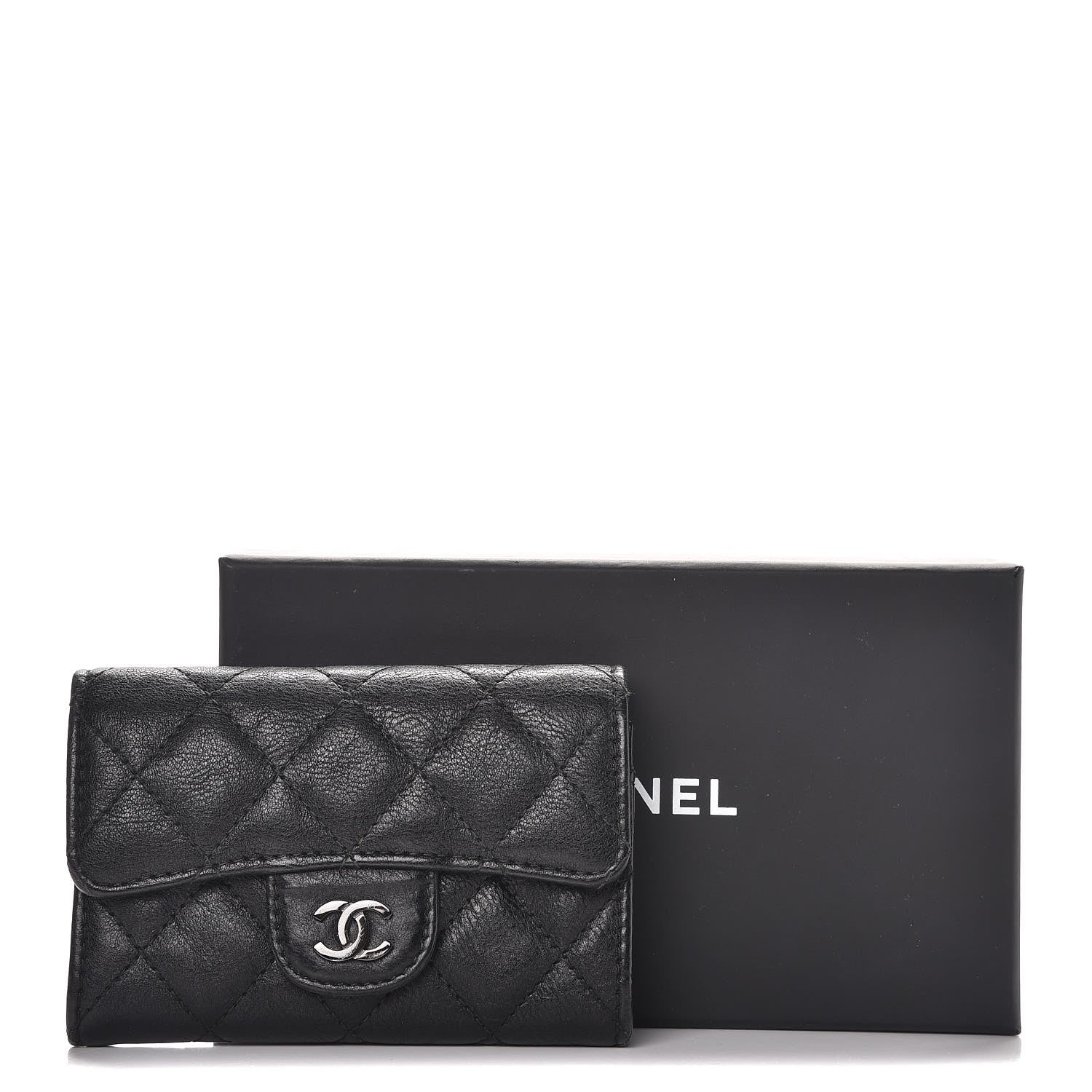 Chanel Crumpled Calfskin Quilted Card Holder So Black 9 of 9