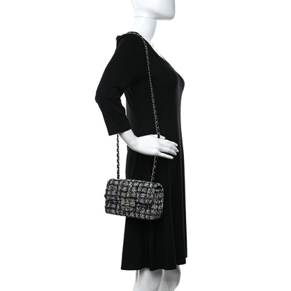 Chanel Glittered Tweed Quilted Mini Rectangular Flap Navy Blue 2 of 9