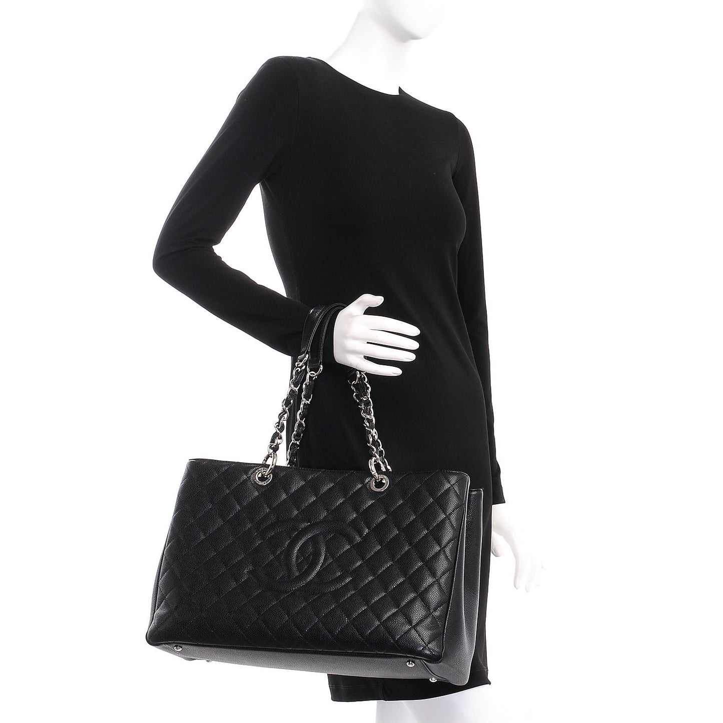 Caviar Quilted XL Grand Shopping Tote GST Black