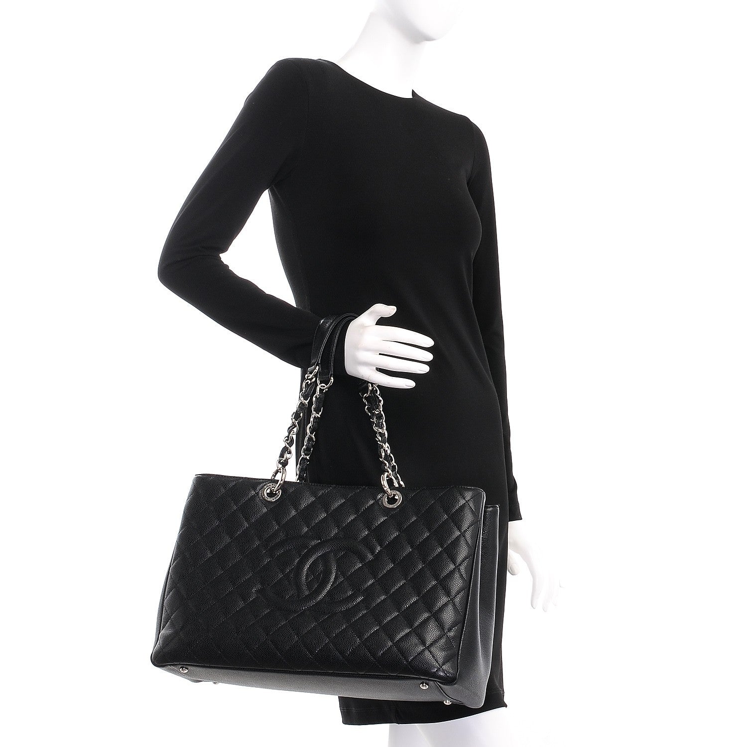 Chanel Caviar Quilted XL Grand Shopping Tote GST Black 2 of 15