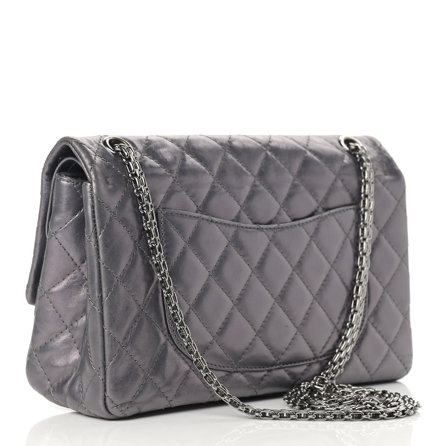 Chanel Metallic Aged Calfskin Quilted Studded 2.55 Reissue 226 Flap Dark Silver 2 of 15