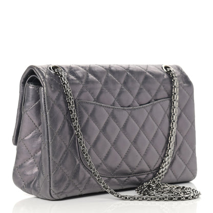 Chanel Metallic Aged Calfskin Quilted Studded 2.55 Reissue 226 Flap Dark Silver 2 of 15