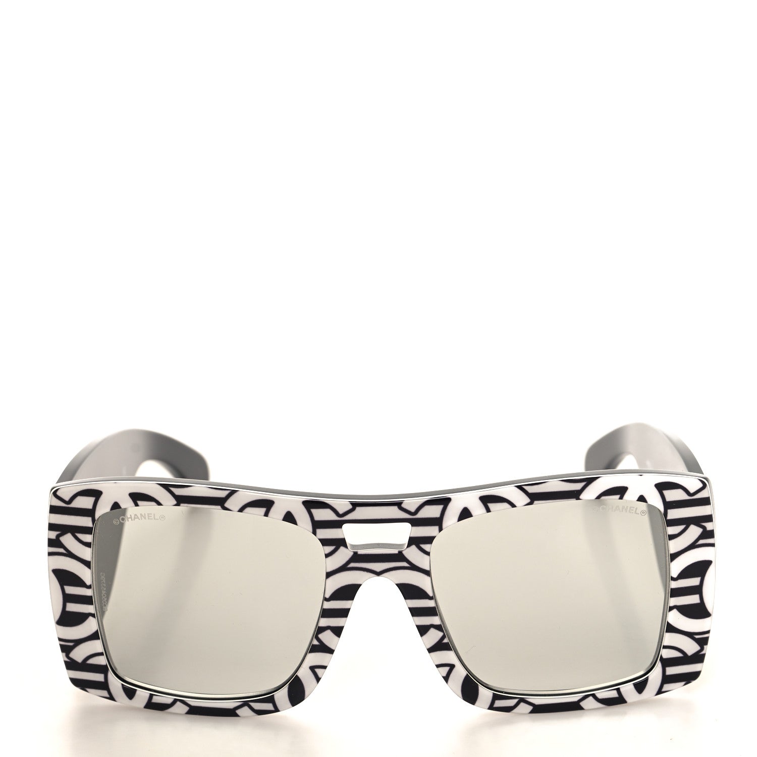 Chanel Acetate CC Logo Square Sunglasses 71628 Black White 2 of 7