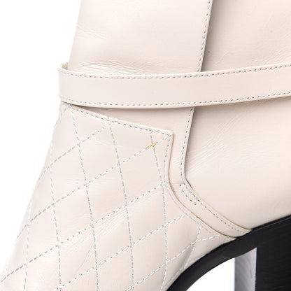 Chanel Calfskin Quilted Cap Toe Boots 38 White Black 8 of 11