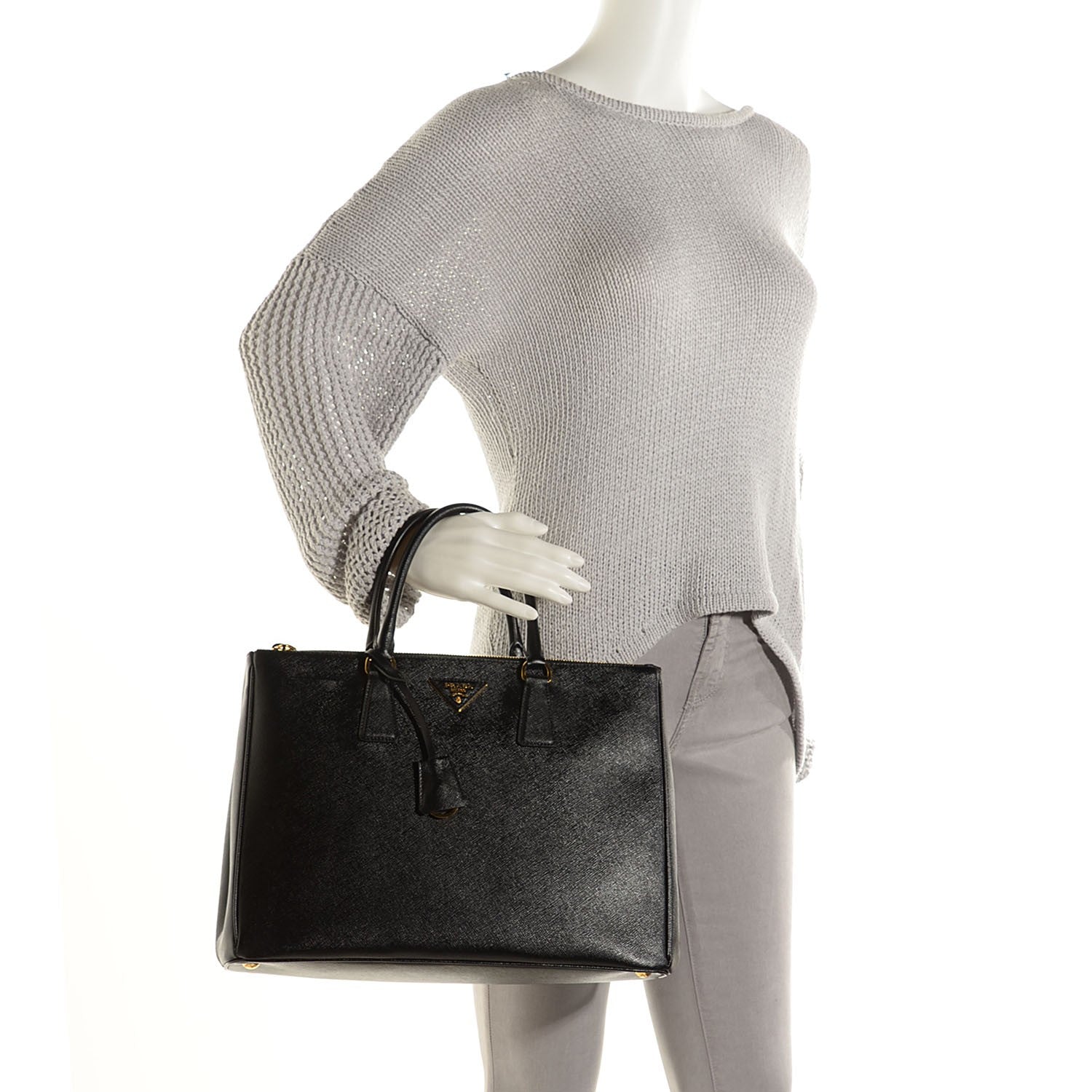 Prada Saffiano Lux Large Double Zip Tote Nero Black 2 of 10