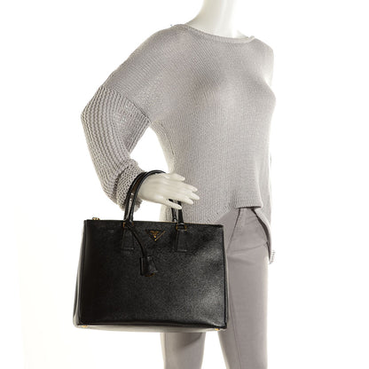 Prada Saffiano Lux Large Double Zip Tote Nero Black 2 of 10