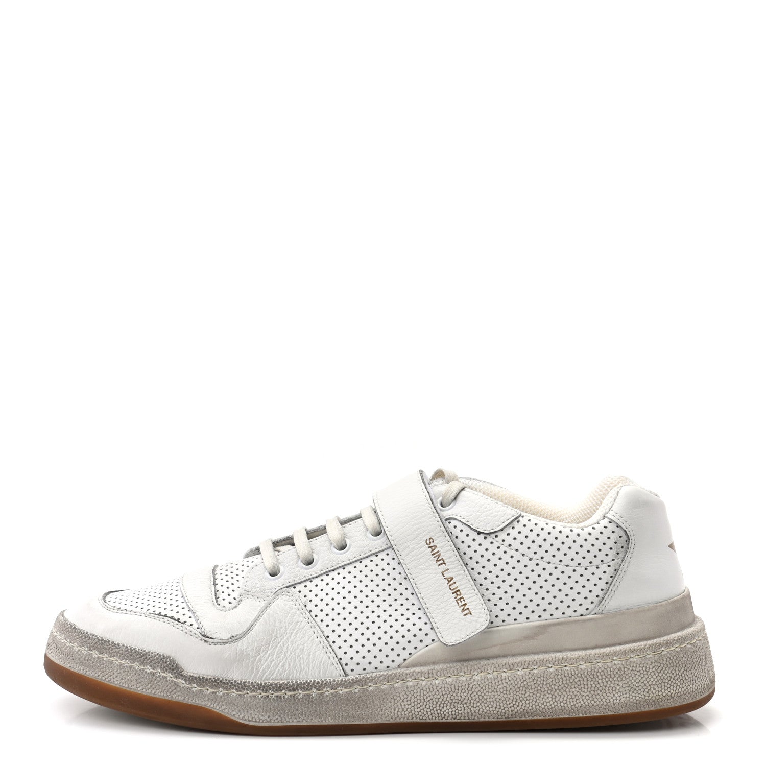 Saint Laurent Calfskin Perforated Mens Jeddo Sneakers 43 White 1 of 8