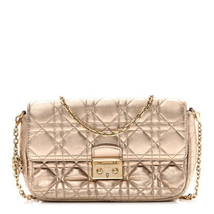 Christian Dior Metallic Lambskin Cannage Wallet on Chain Gold 1 of 10