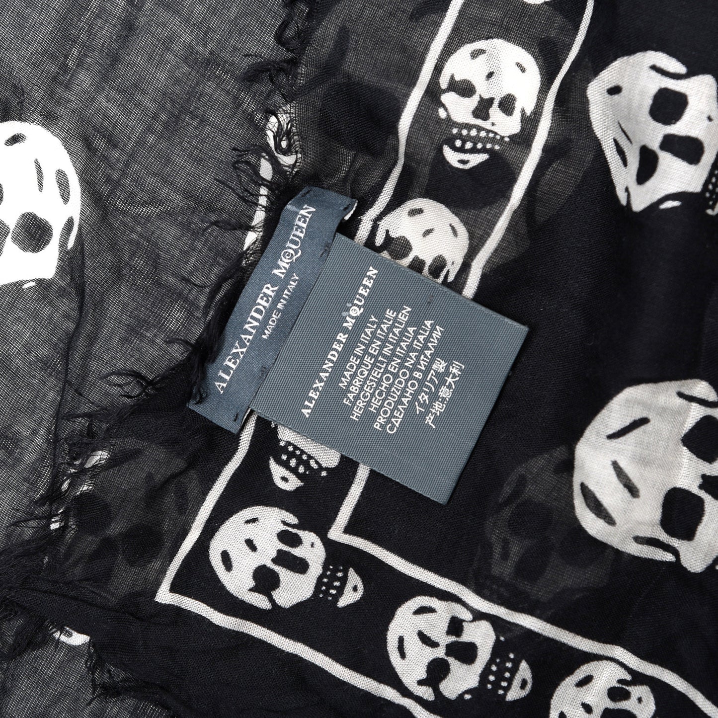 Modal Silk Skull Scarf Black White