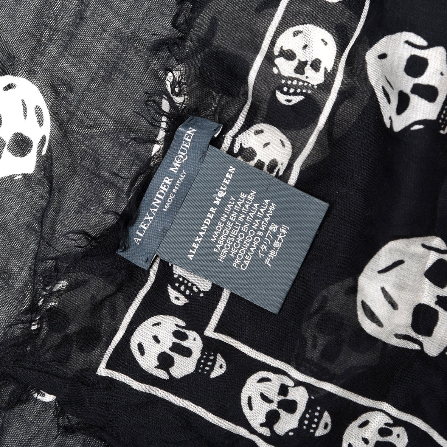 Alexander McQueen Modal Silk Skull Scarf Black White 4 of 4
