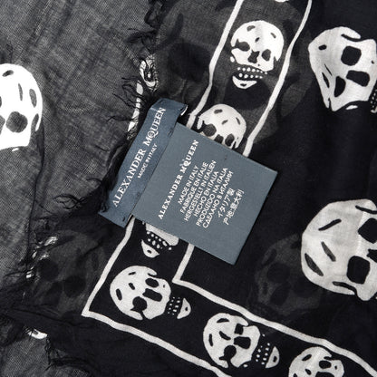 Alexander McQueen Modal Silk Skull Scarf Black White 4 of 4
