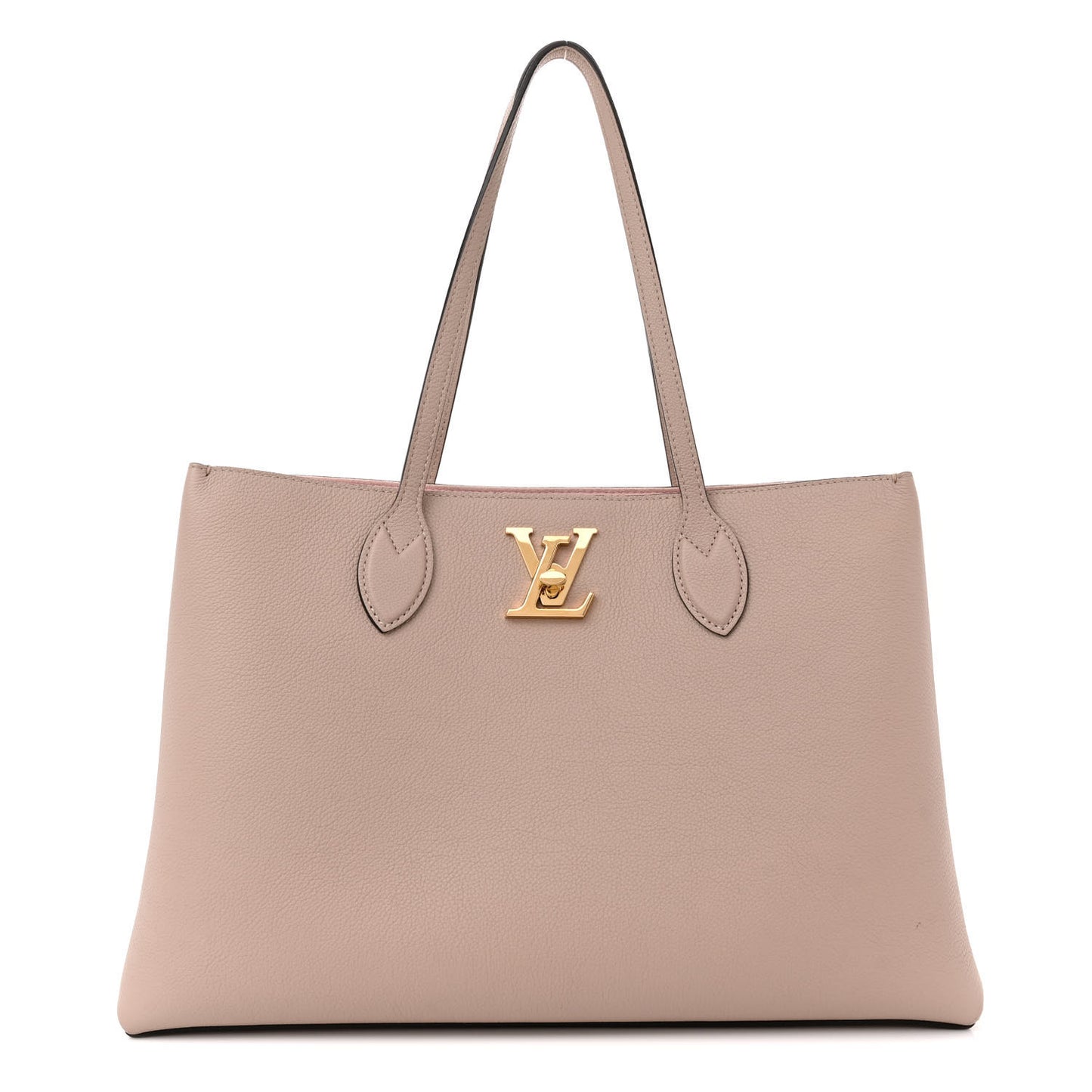 Grained Calfskin Lockme Shopper Greige