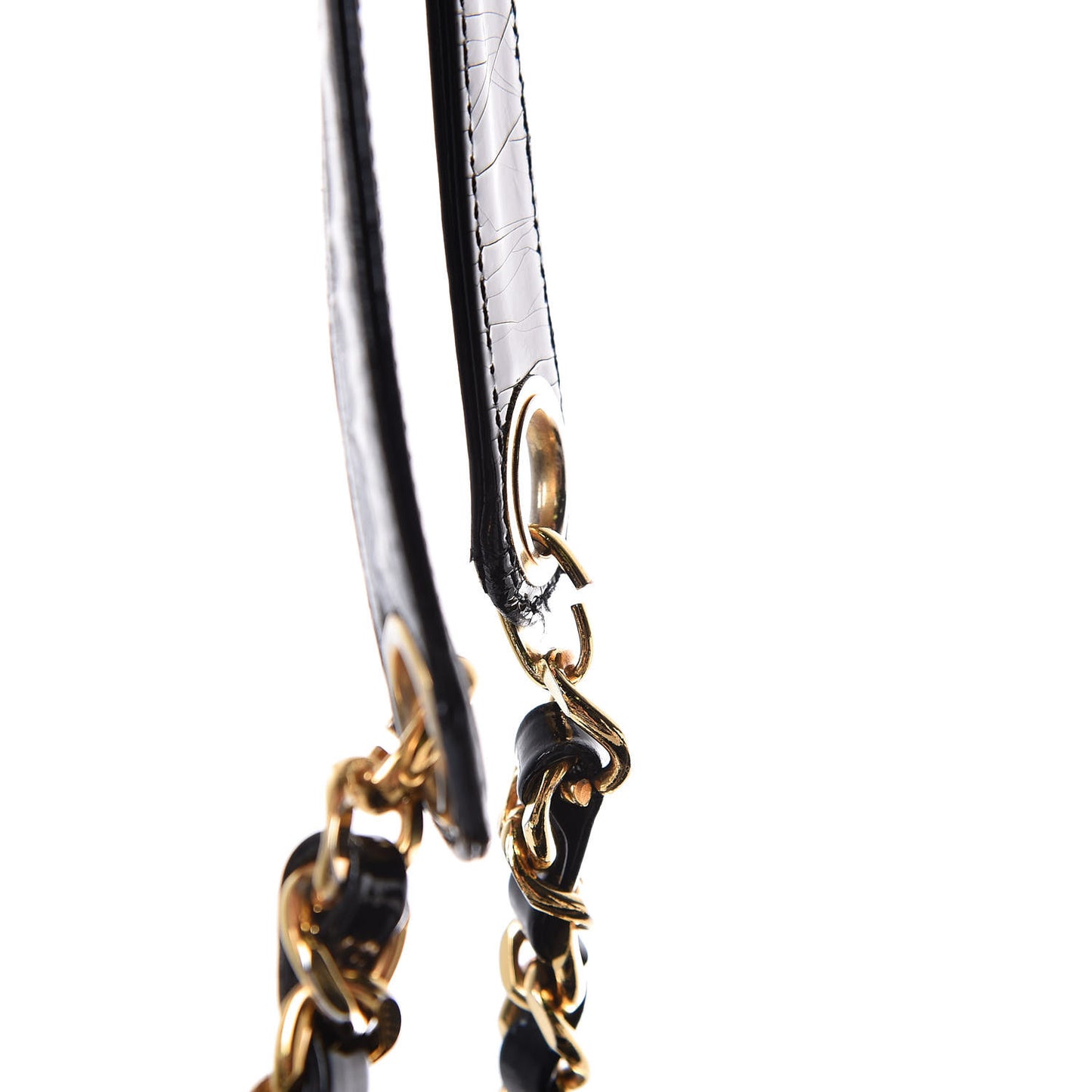 Patent CC Shoulder Bag Black