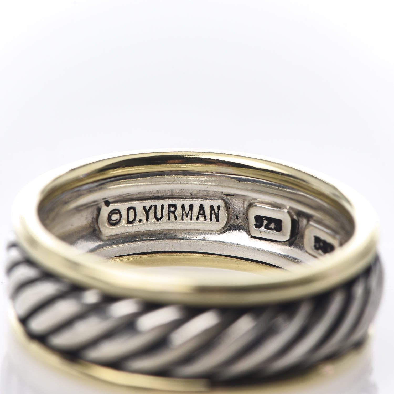 David Yurman Sterling Silver 14K Yellow Gold Cable Band Ring 65 11 4 of 4