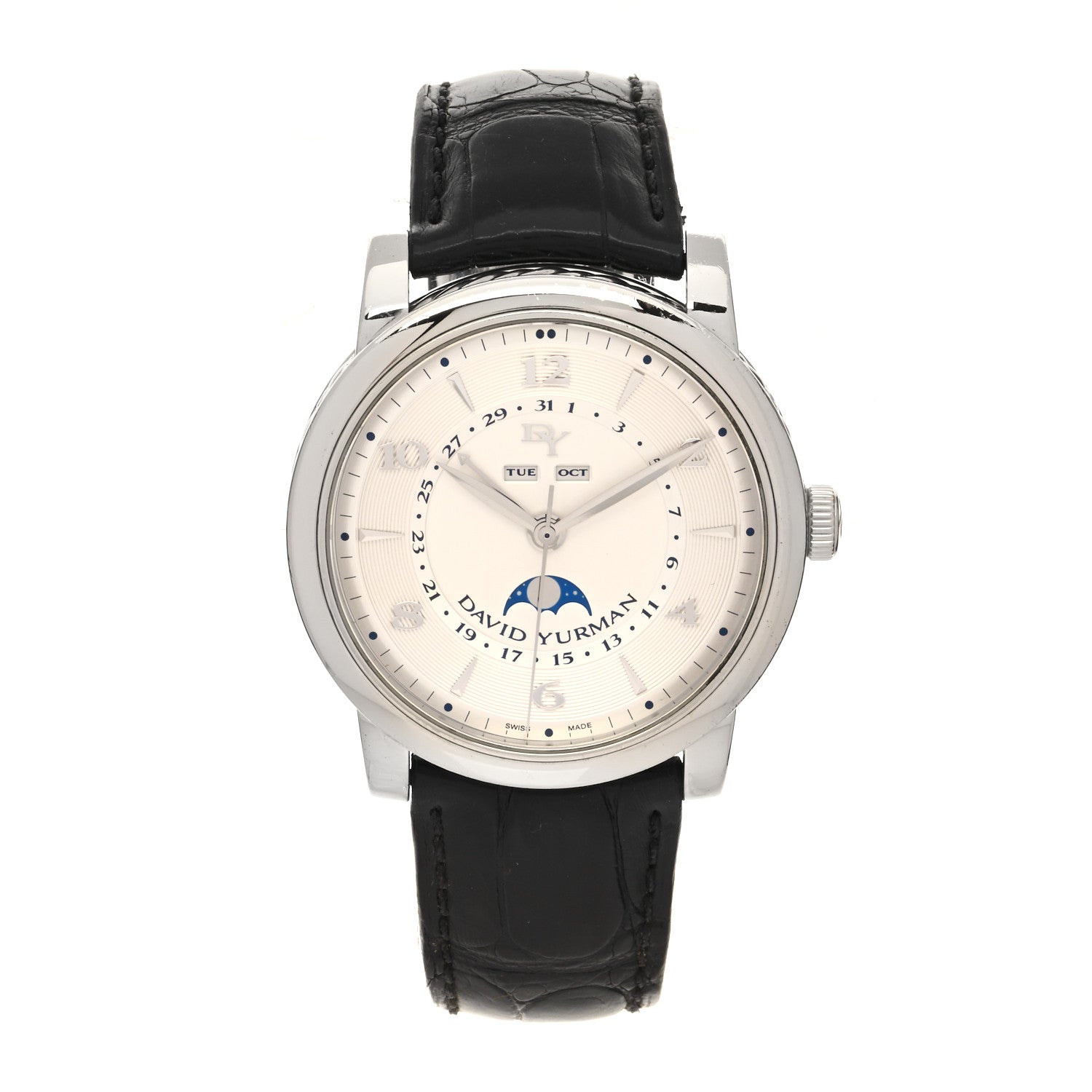 David Yurman Stainless Steel Alligator 43mm Moon Day-Date Automatic Watch 1 of 5