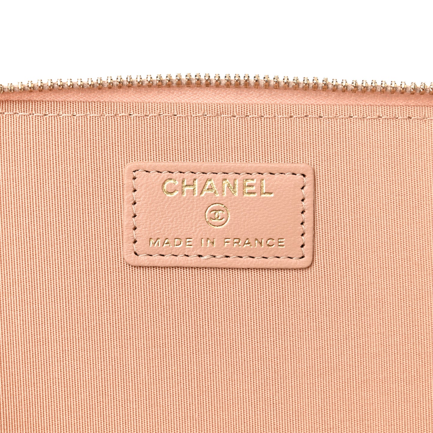 Lambskin Quilted Small Top Handle Vanity Case With Chain Beige