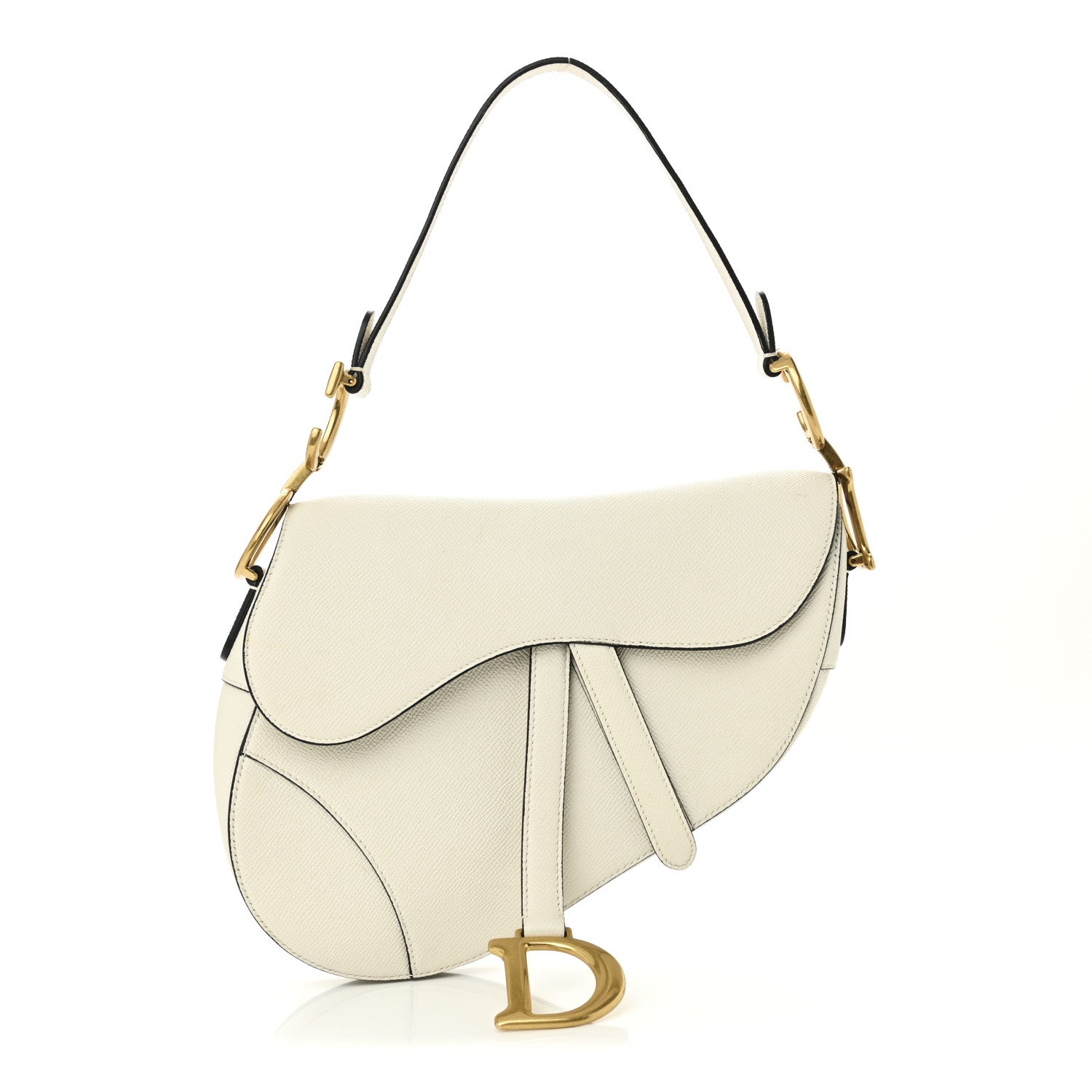 Christian Dior Grained Calfskin Saddle Bag White 1 of 10