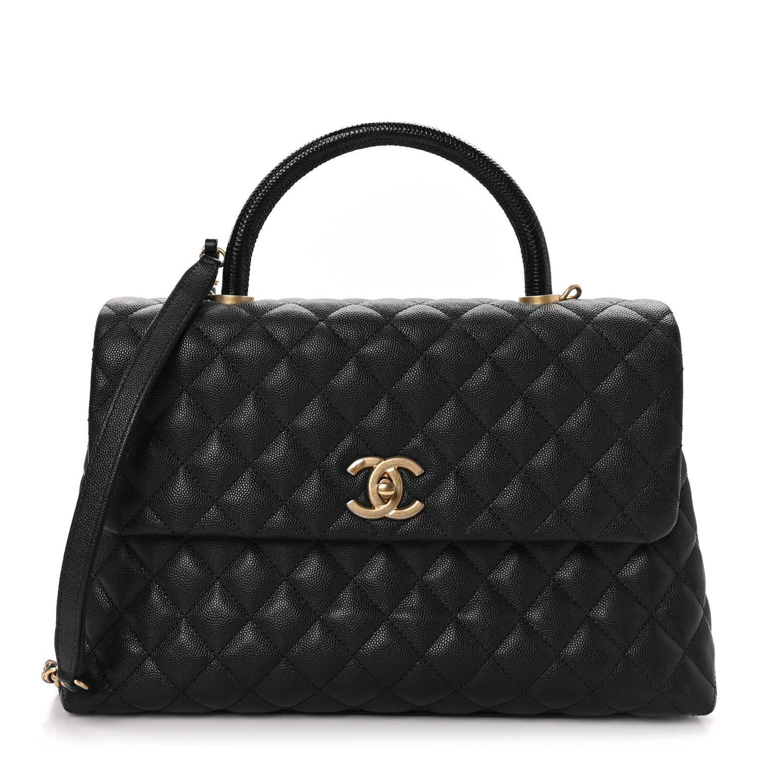 Chanel Caviar Lizard Quilted Medium Coco Handle Flap Black 1 of 10