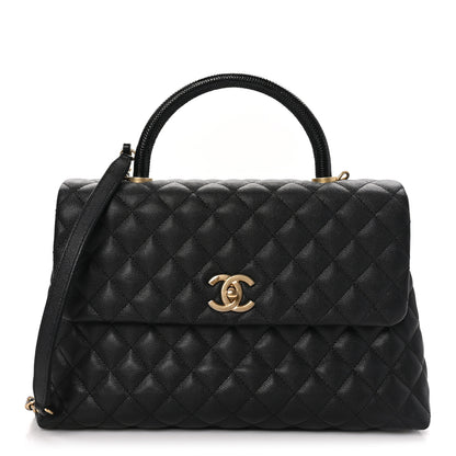 Chanel Caviar Lizard Quilted Medium Coco Handle Flap Black 1 of 10