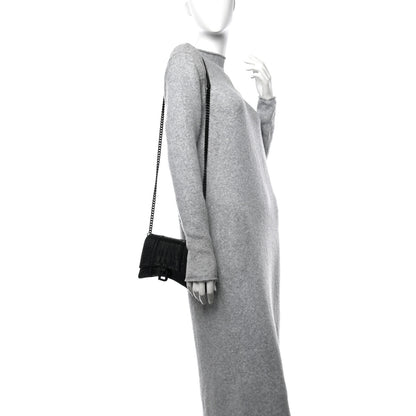 Balenciaga Shiny Calfskin Monochrome Crocodile Embossed Hourglass Chain Bag Black 2 of 12