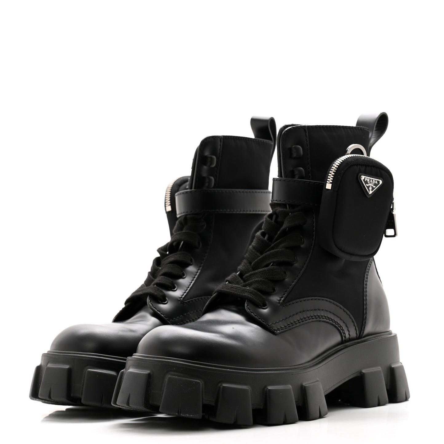 Spazzolato Rois Re-Nylon Metal Triangle Logo Mens Monolith Pouch Pocket 60mm Combat Boots 8 Black