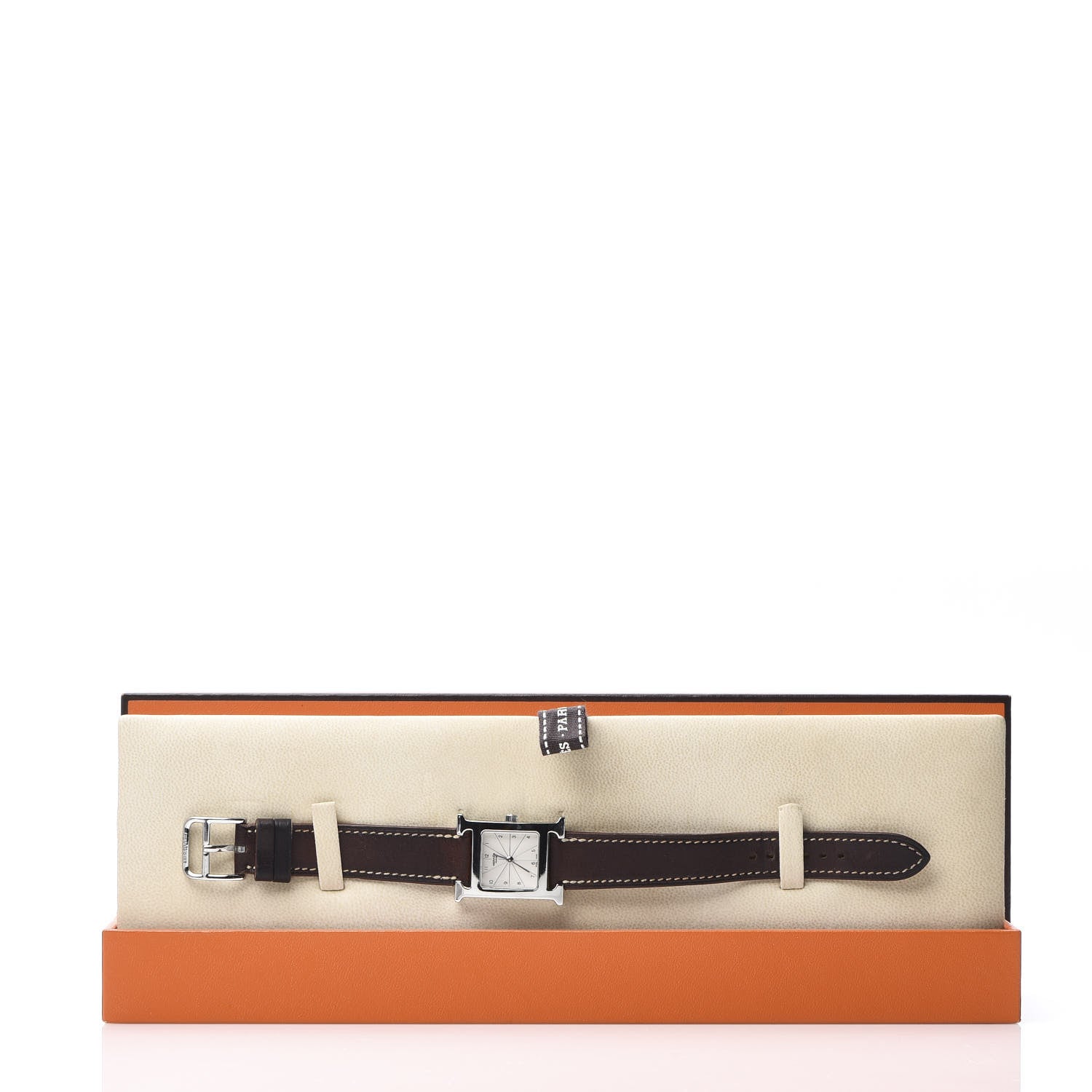 Hermes Stainless Steel Barenia 21mm Heure H Hour Quartz Watch Fauve 9 of 9