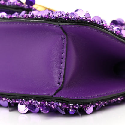 Valentino Garavani Sequin Crystal Vlogo Embroidered Small Loco Shoulder Bag Astral Purple 9 of 10