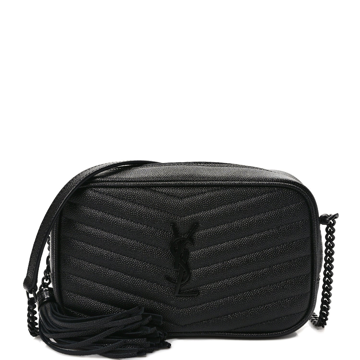 Saint Laurent Grain De Poudre Matelasse Monochrome Monogram Mini Lou Camera Bag Black 1 of 12