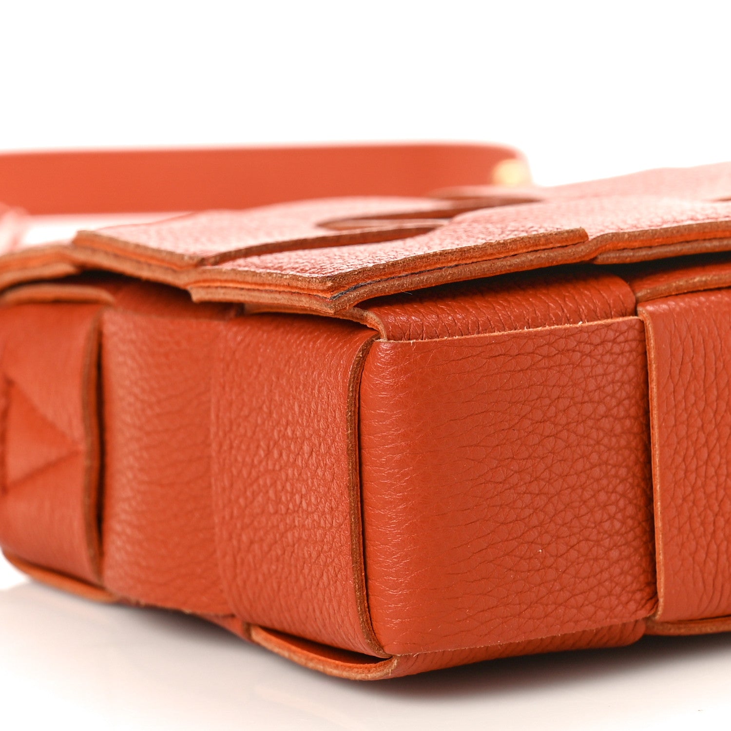 Bottega Veneta Grained Calfskin Maxi Intrecciato Cassette Crossbody Bag Burned Orange 9 of 10