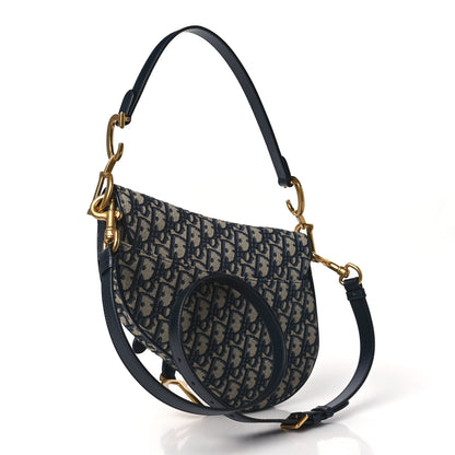 Christian Dior Oblique Saddle Bag With Strap Blue 3 of 8