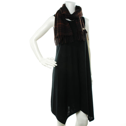Burberry Wool Check Fringe Scarf Dark Brown 2 of 5