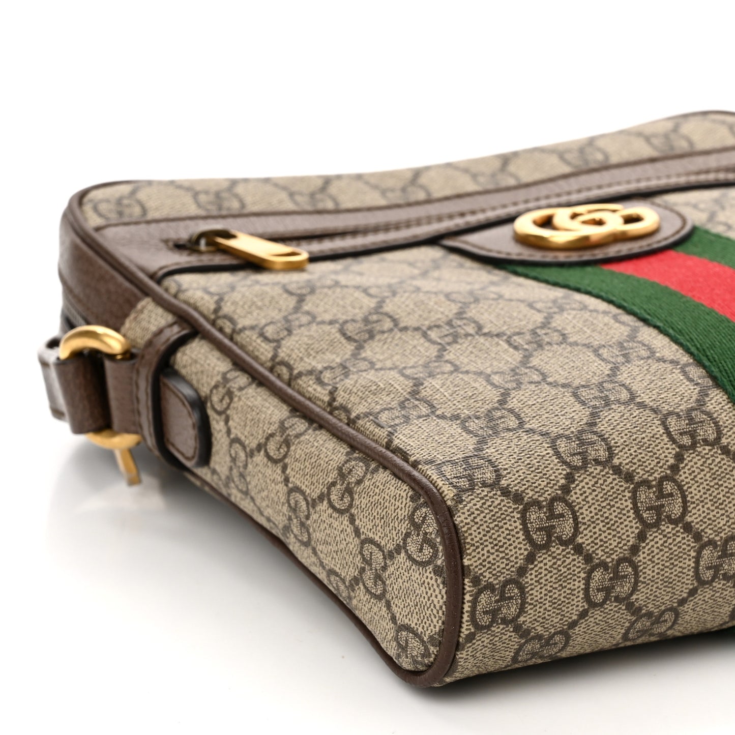 GG Supreme Monogram Web Small Ophidia Messenger Bag Brown