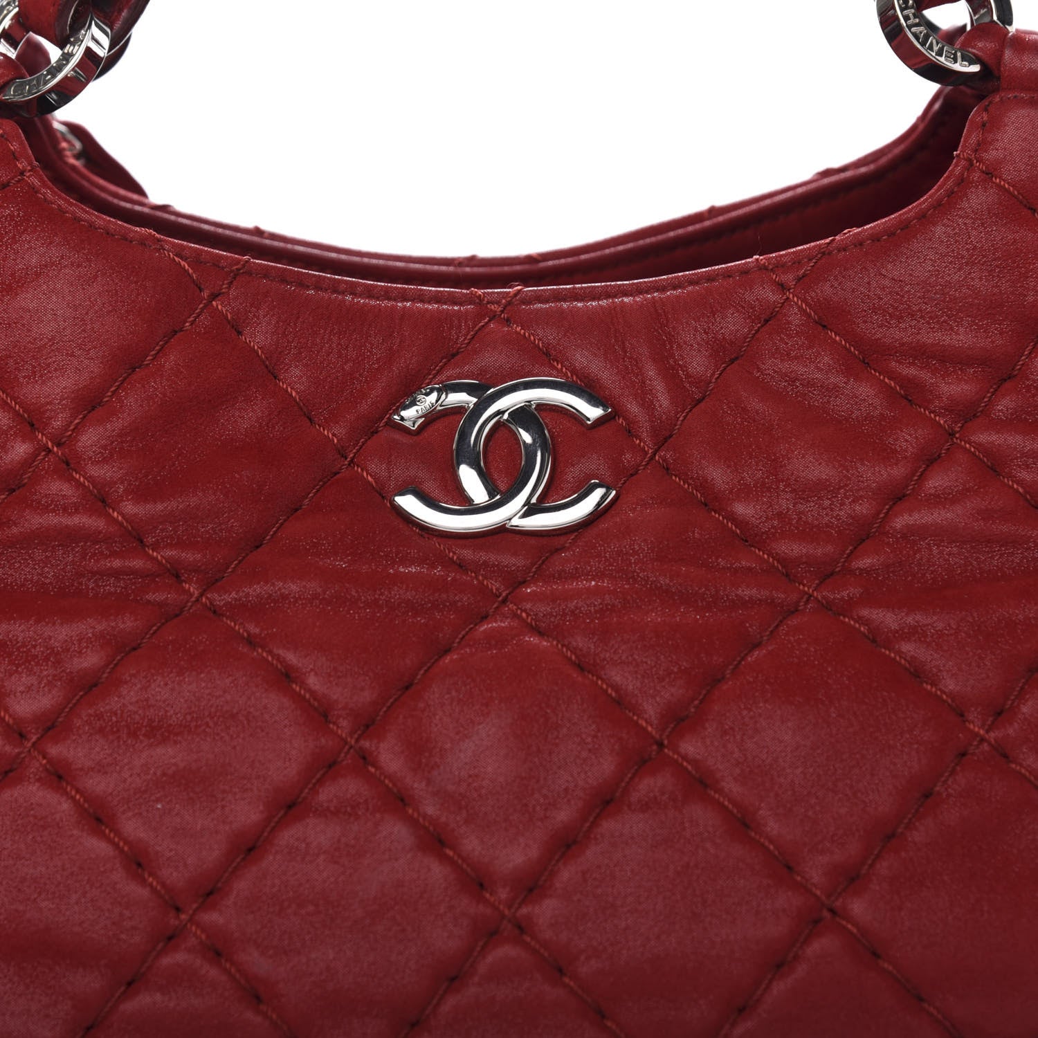 Chanel Iridescent Calfskin Quilted Small Sea Hit Tote Red 10 of 10