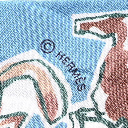 Hermes Silk Chevaux En Liberte Twilly Bleu Glacier Beige 3 of 5