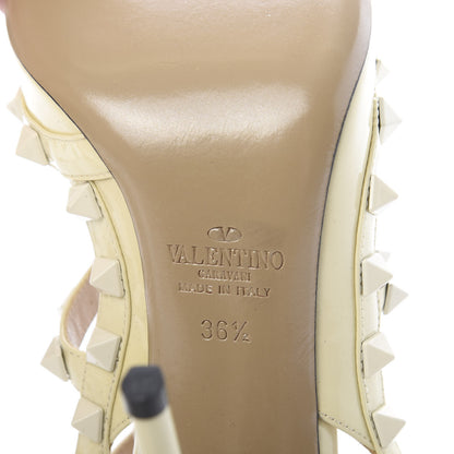 Valentino Garavani Patent Monochrome Rockstud Ankle Strap 100mm Pumps 36.5 Ivory 7 of 10